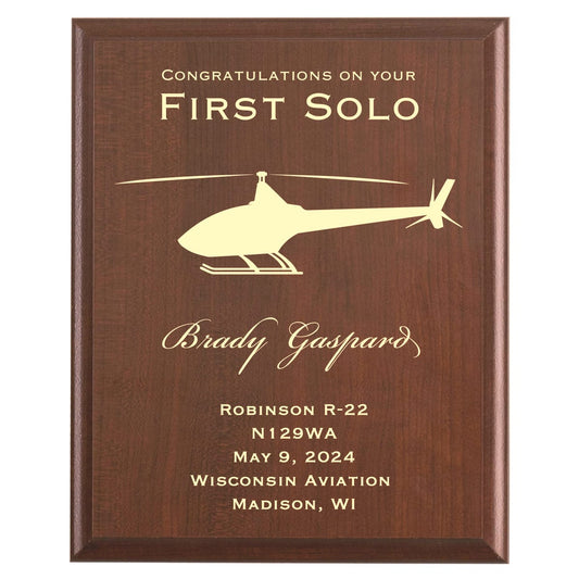 Plaque photo: Designed for New PIlots with free personalization. Wood style finish with customized text.