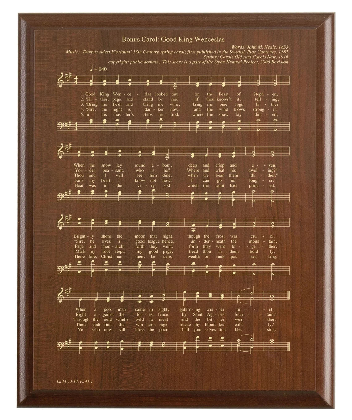 Good King Wenceslas Carol Plaque