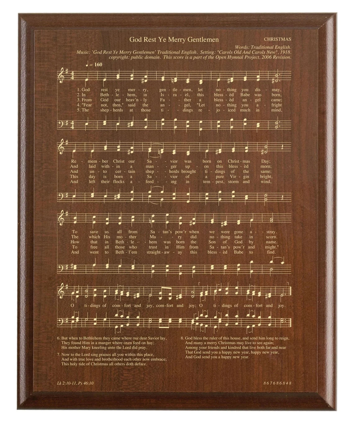 God Rest Ye Merry Gentlemen Carol Plaque