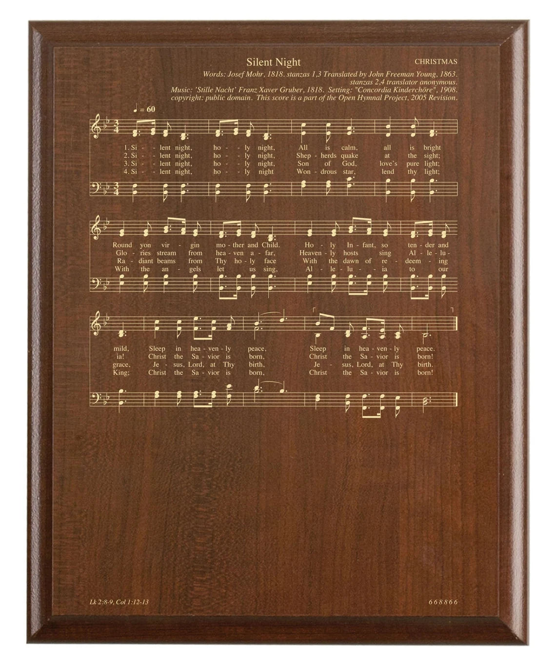 Silent Night Carol Plaque