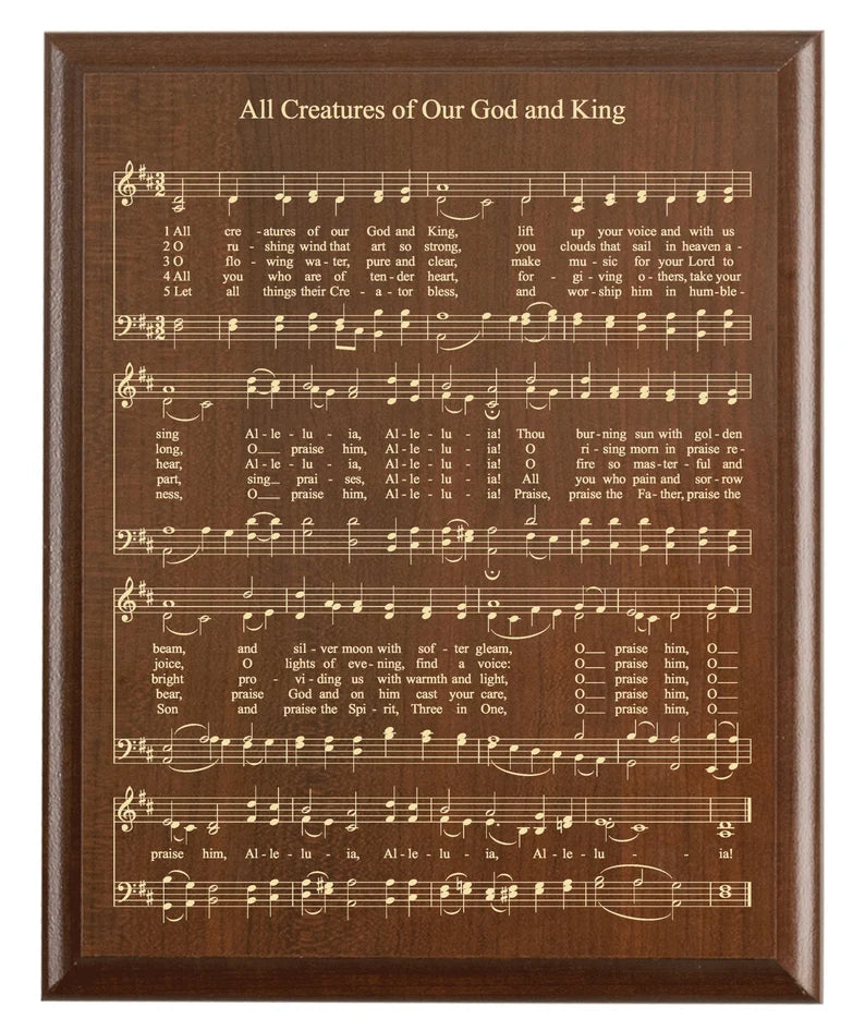 All Creatures Of our God and King Hymn Plaque