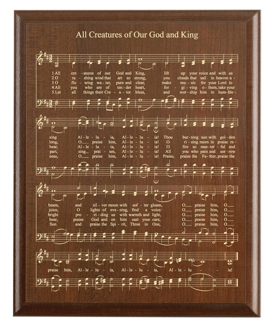 All Creatures Of our God and King Hymn Plaque