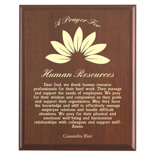 Plaque photo: Designed for HR Professionals with free personalization. Wood style finish with customized text.