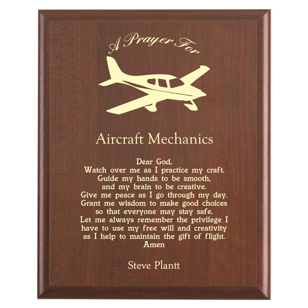 Aircraft Mechanic Prayer Plaque  Aviation Mechanic's Gift – Marked Moments  Keepsakes