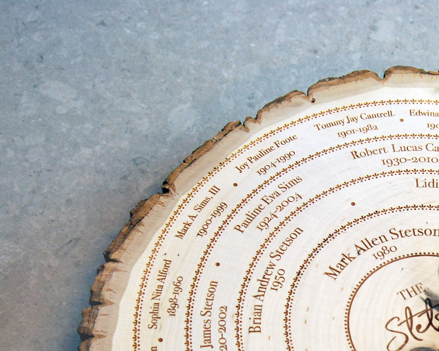 Engraved Wood Family Tree Ring Plaque