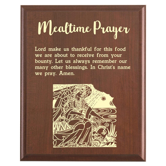 Plaque photo: Mealtime Prayer Plaque design with free personalization. Wood style finish with customized text.