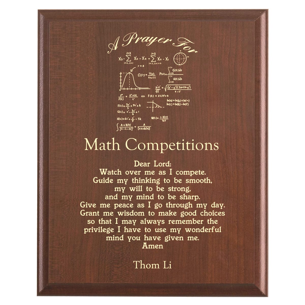 Mathematics Competition Prayer Plaque | Math Competitor for Math Day ...