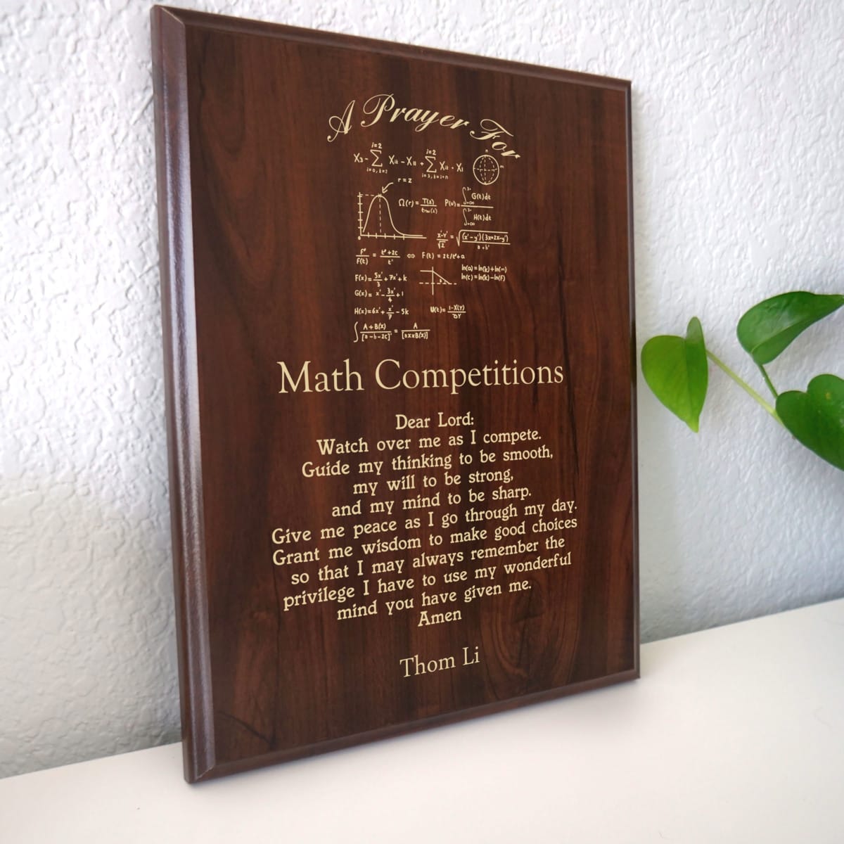 Mathematics Competition Prayer Plaque | Math Competitor for Math Day ...