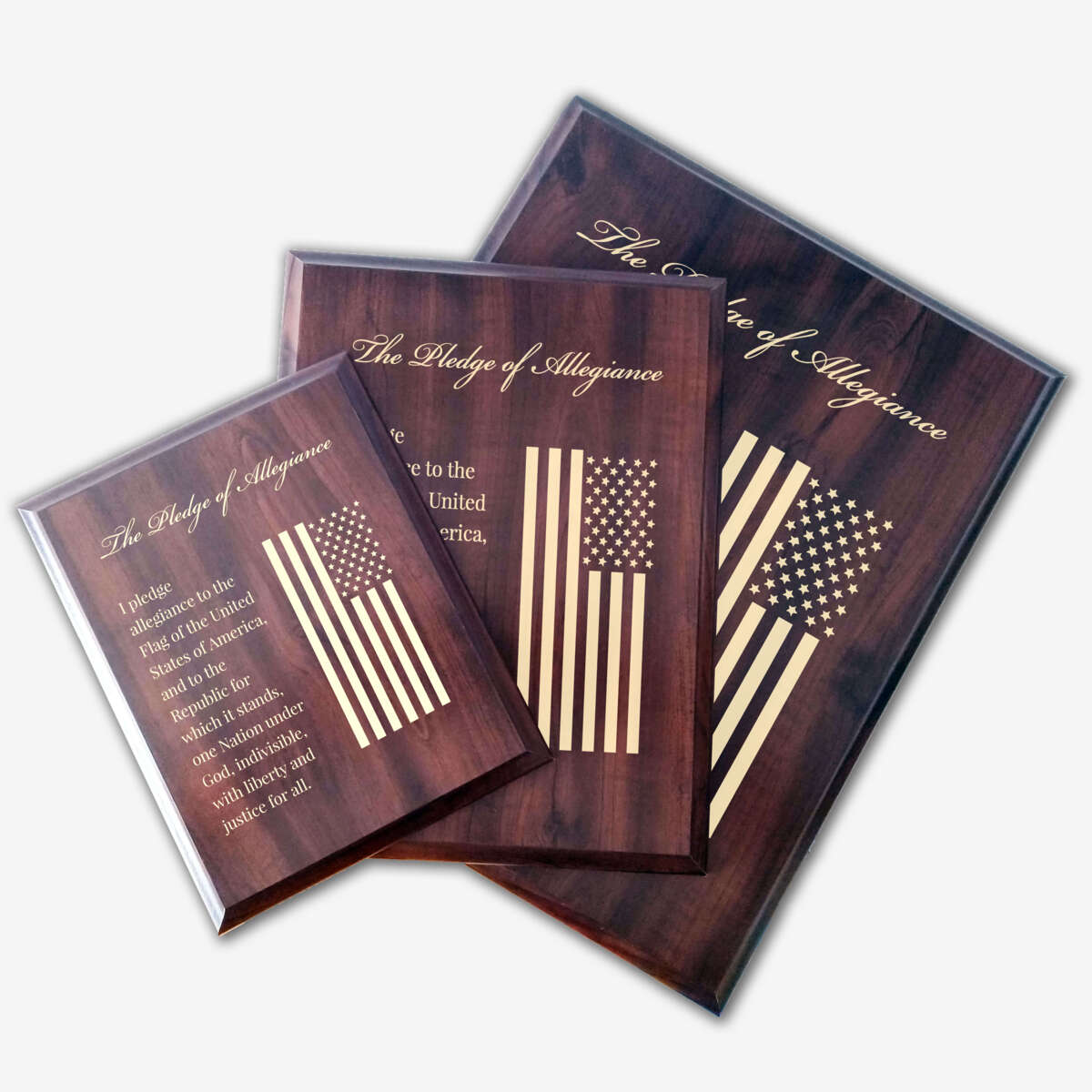 American Flag with offers Pledge of Allegiance Engraved Wooden Sign in White Oak, Walnut, Cherry or Maple Wood