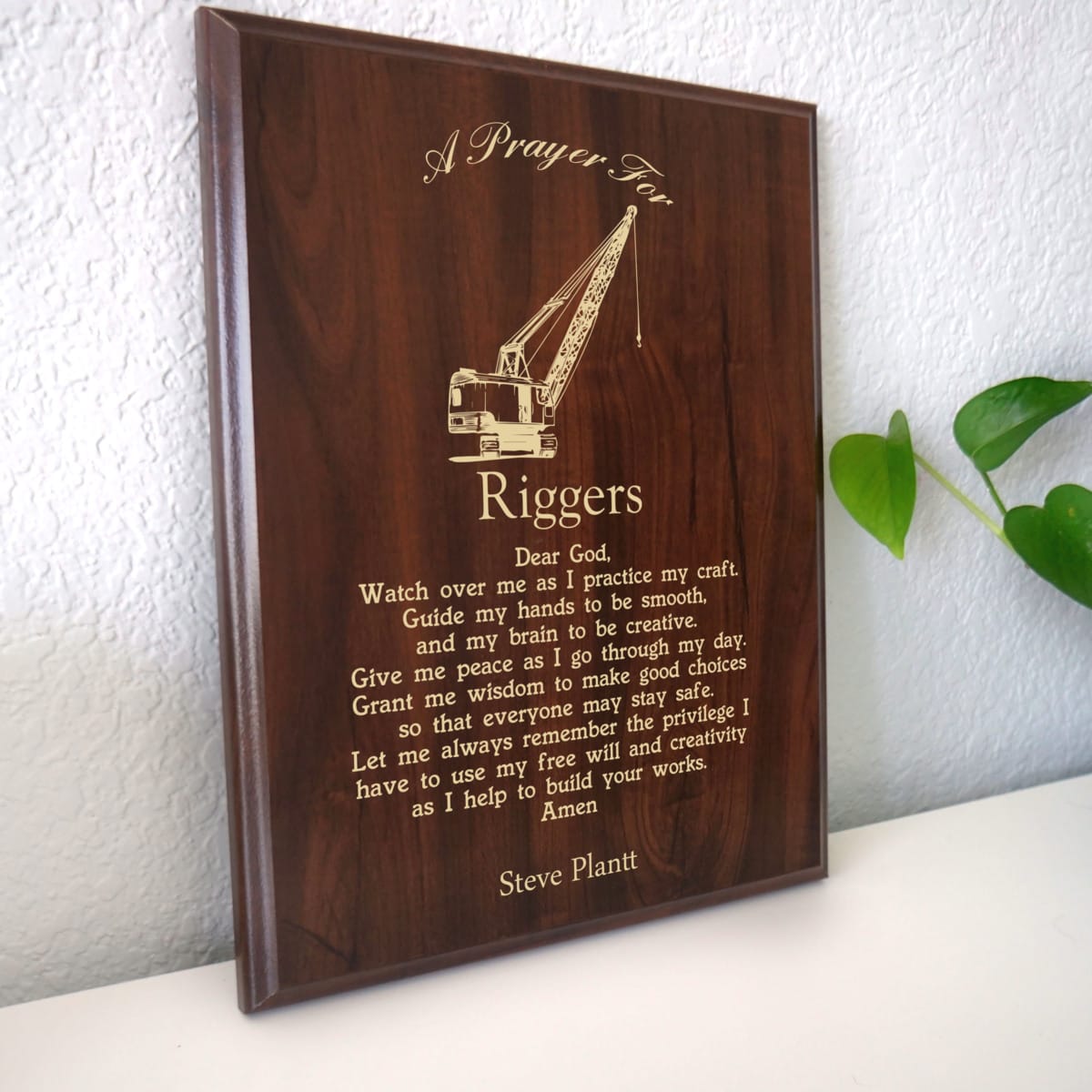 Ask A Rigger Sign Rigger Prayer Plaque | Union Rigger & Crane Operator Gift – Marked ...