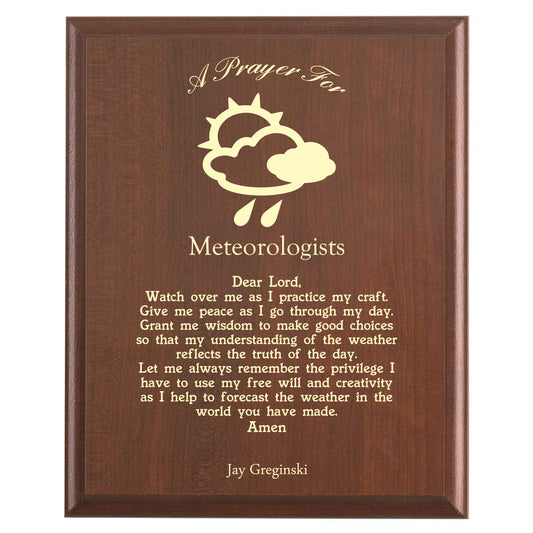 Plaque photo: Weatherman Prayer Plaque design with free personalization. Wood style finish with customized text.