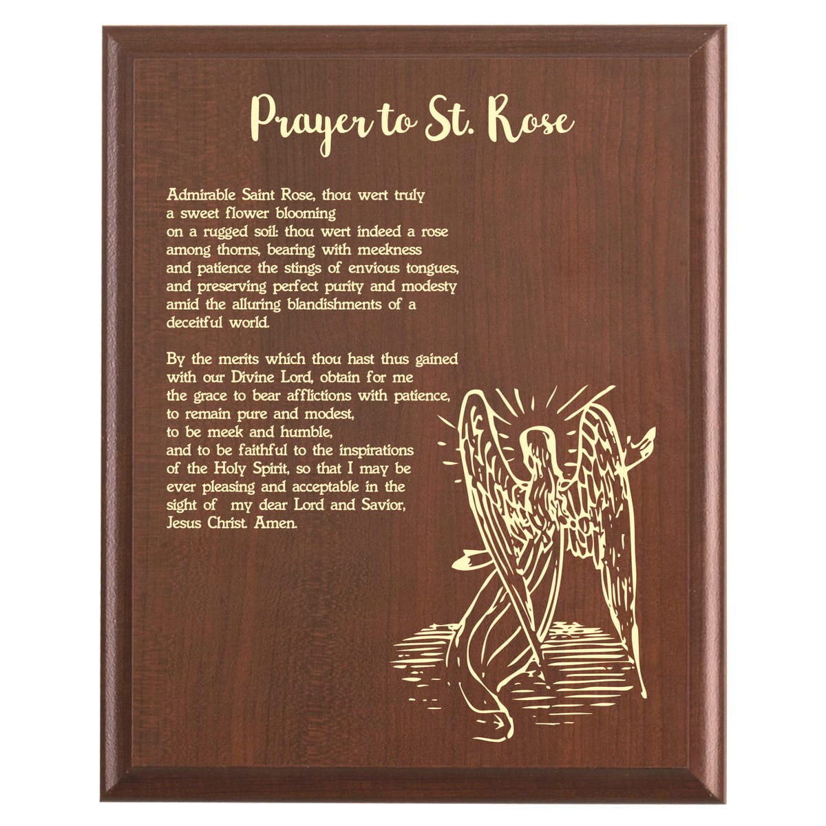 St. Rose of Lima Prayer Plaque | Saint Rose Design – Marked Moments ...