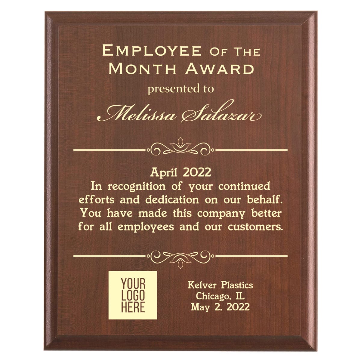 Employee of the Month Award Plaque | End of Month Recognition Award at ...