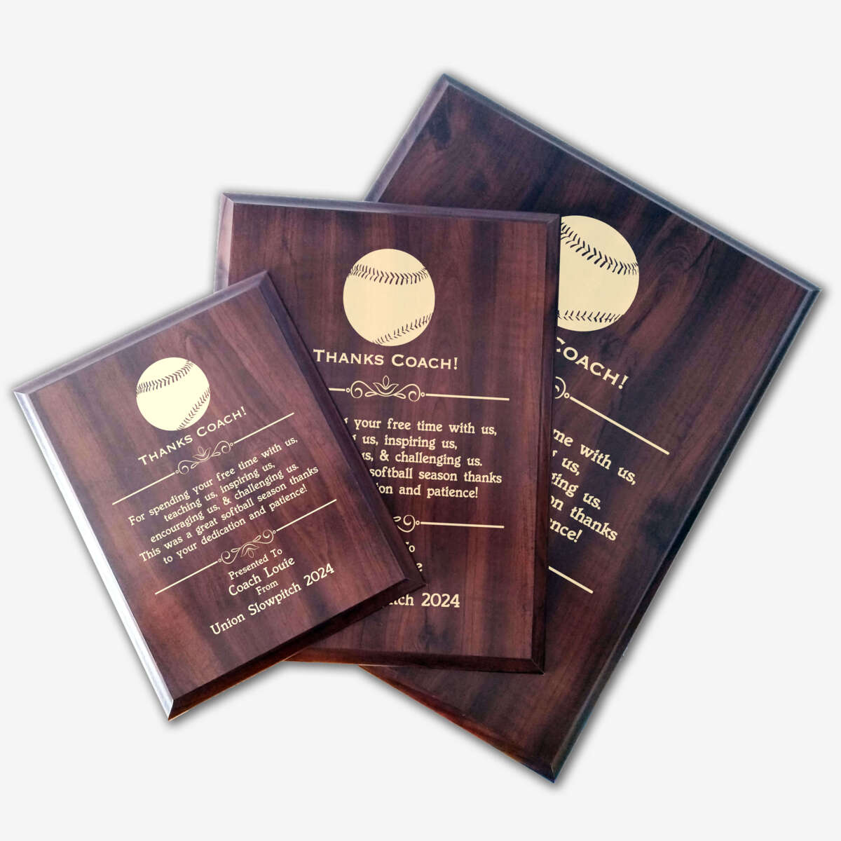 Photo of different sizes of the plaque spread out.