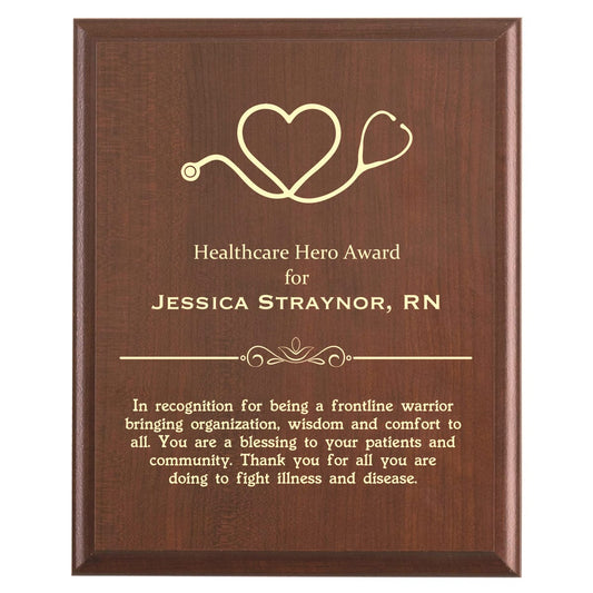 Plaque photo: Healthcare Hero Thank You Appreciation Plaque design with free personalization. Wood style finish with customized text.